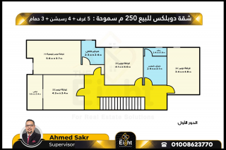 دوبلكس للبيع 250 متر سموحة ميدان فيكتور عمانويل