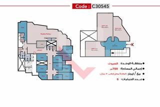 ميزان إداري دورين للإيجار 700 متر في السيوف