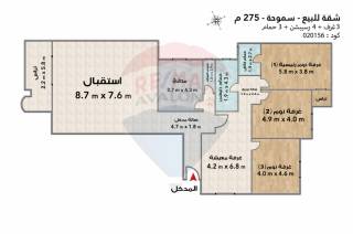 شقة للبيع 275 متر سموحة ش ألبرت الأول