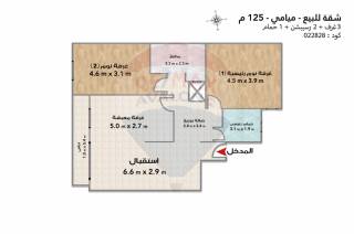 شقة للبيع 125 متر ميامي متفرع من ش جمال عبدالناصر