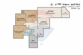 شقة للبيع 180 متر سموحة ش البرت الاولأبراج صبحي بشري