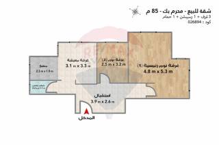 شقة للبيع 85 متر محرم بك علي الترام مباشرة